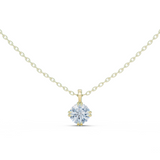 14K Solid Gold Lab Diamond Solitaire Pendant Necklace, Yellow Gold
