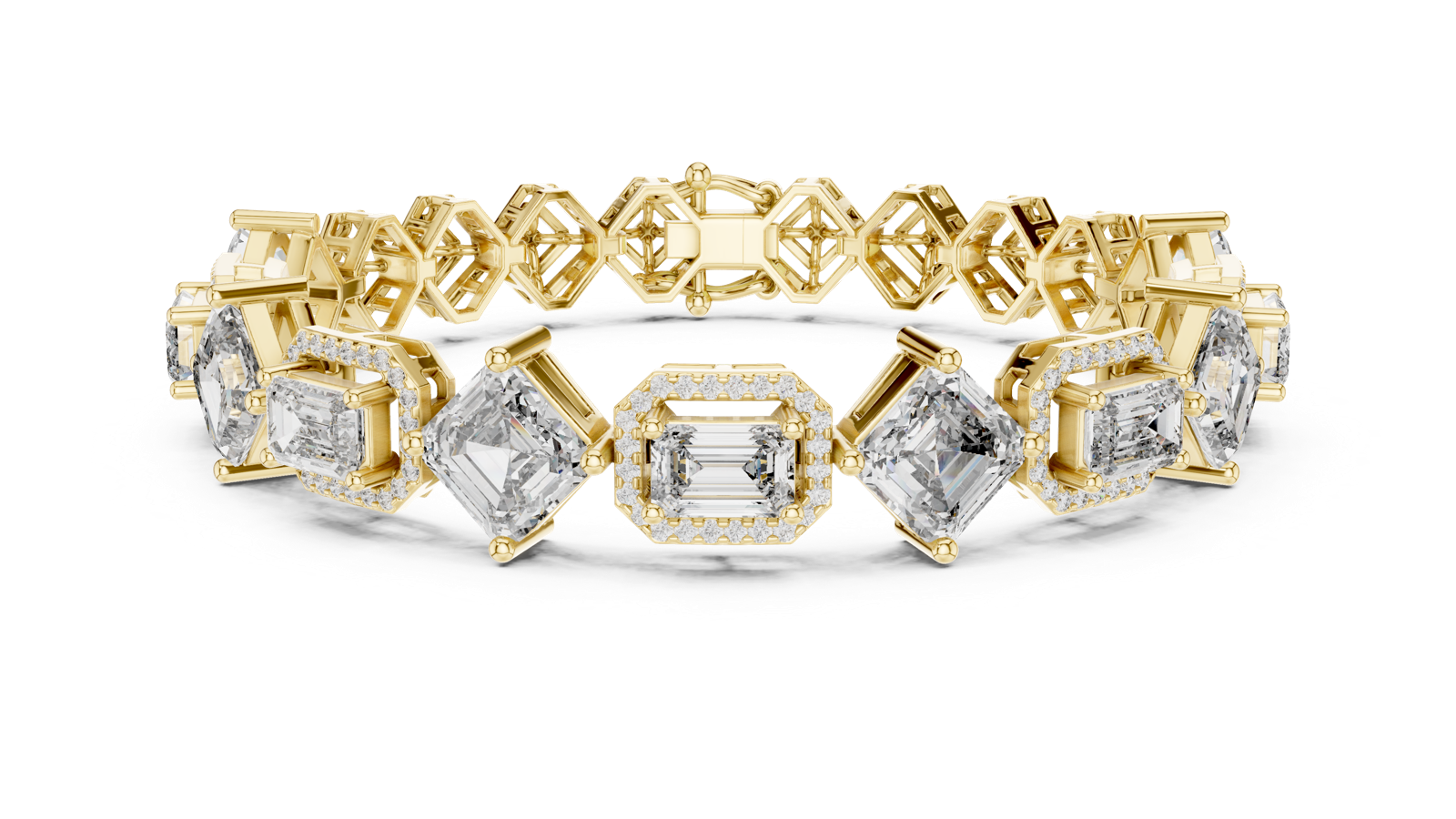 14K Solid Gold Lab Diamond Bracelet, Yellow Gold, view 4