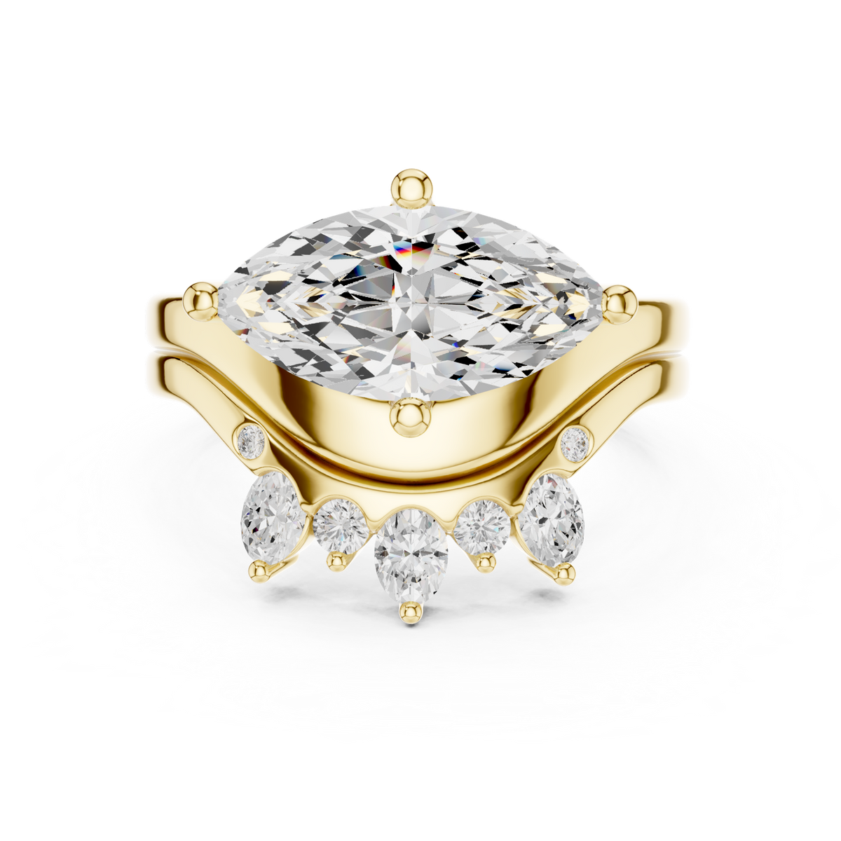 14K Solid Gold Lab Diamond Solitaire Ring, Yellow Gold