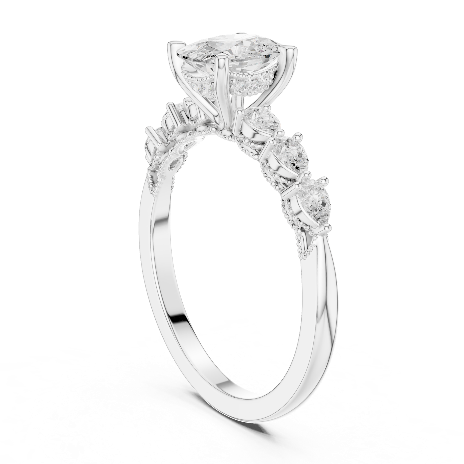 Gold Ring DDLR-907, White Gold, view 1