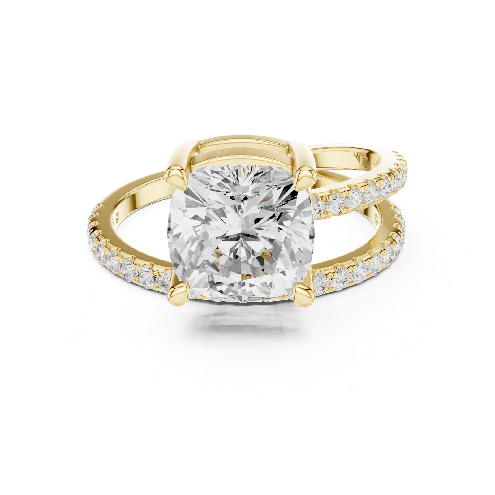 Gold Jewelry, Cushion center stone, Yellow Gold, view 4