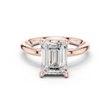 Gold Ring, Emerald center stone, Rose Gold