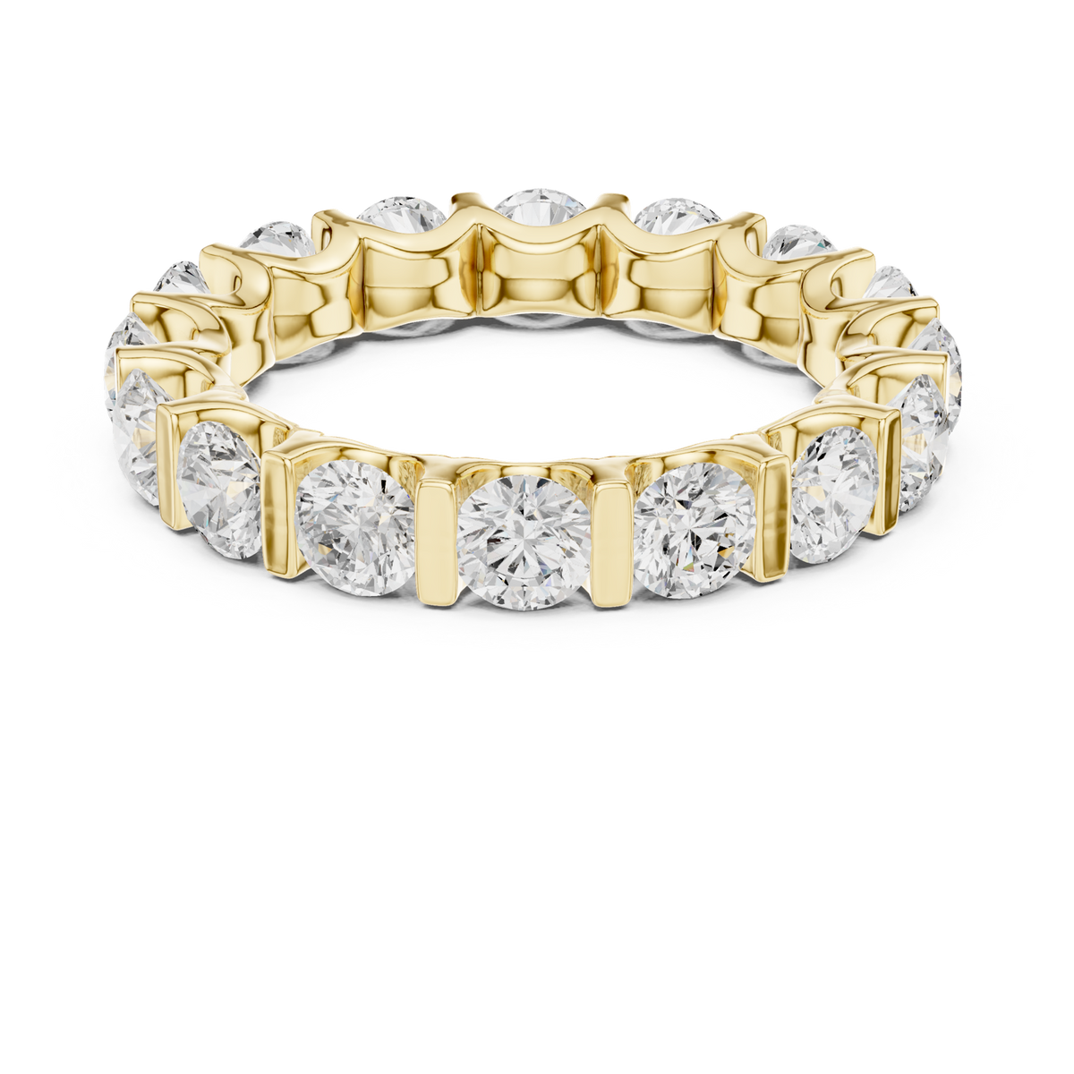 14K Solid Gold Lab Diamond Eternity Ring, Yellow Gold