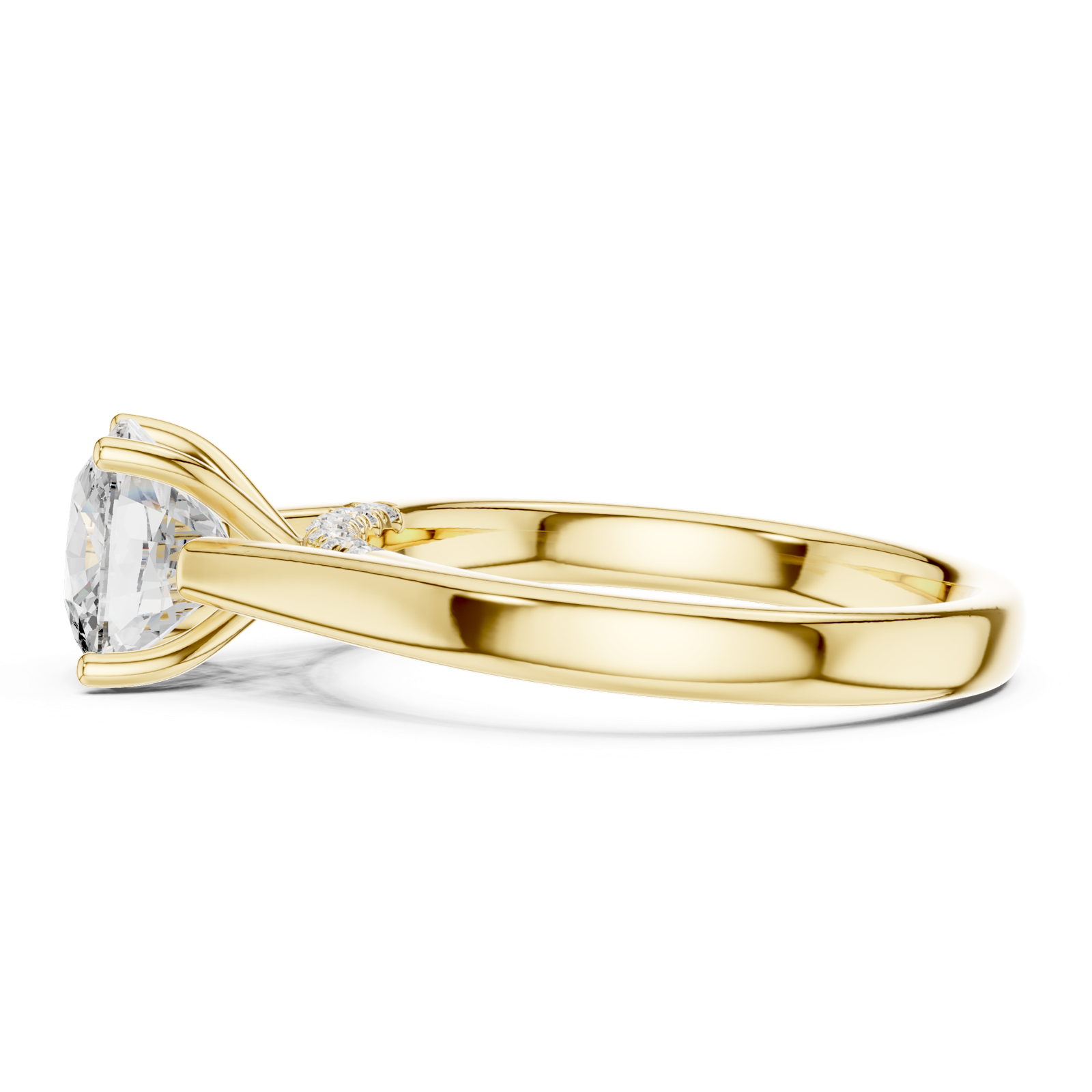 Gold Jewelry, Cushion center stone, Yellow Gold, view 3
