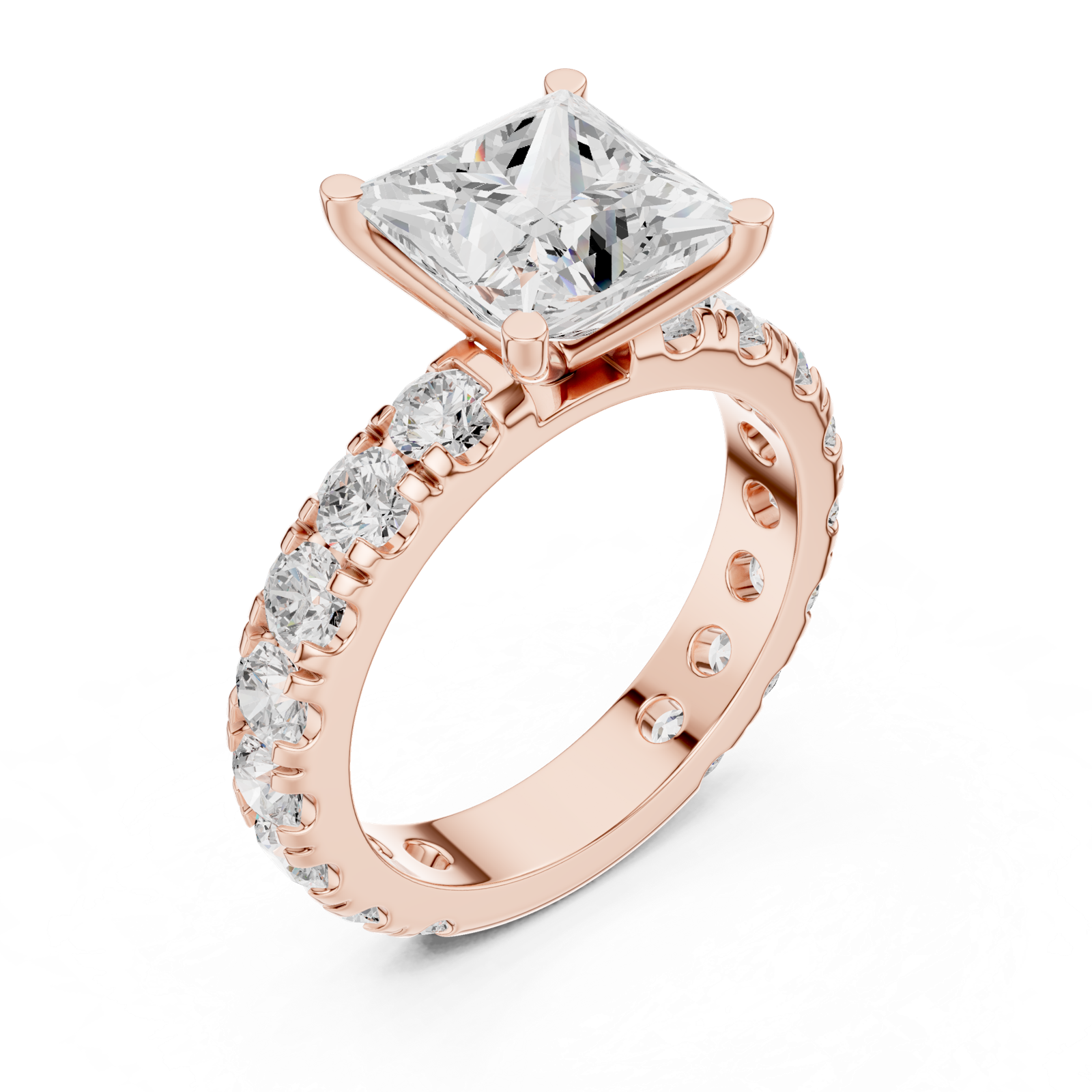 Gold Jewelry L35-63, Princess center stone, Rose Gold, view 2