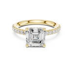 Gold Ring, Asscher center stone, Yellow Gold, view 4