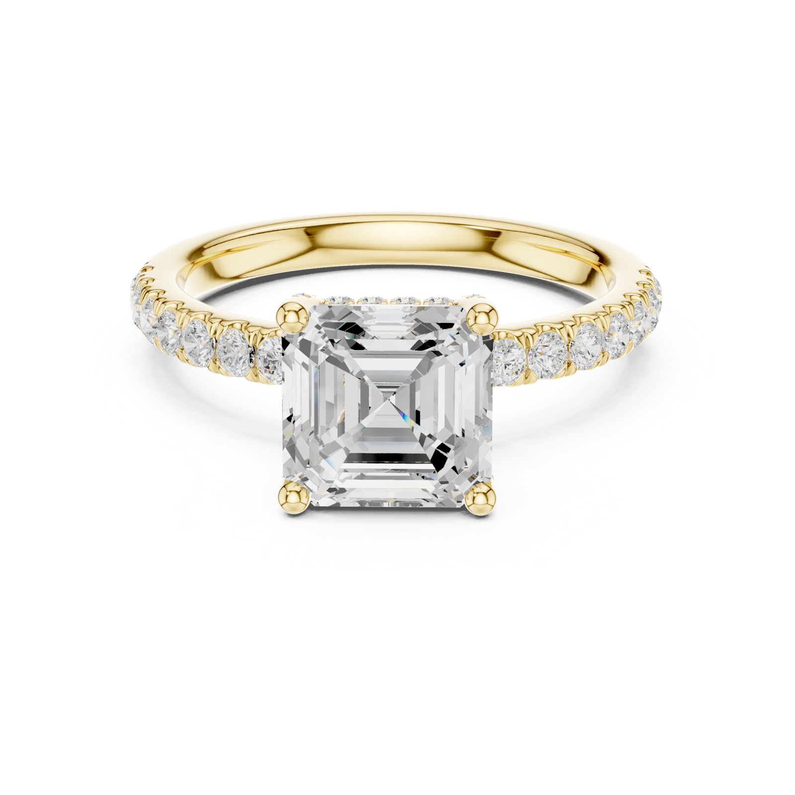 Gold Ring, Asscher center stone, Yellow Gold, view 4
