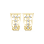 14K Solid Gold Lab Diamond Cluster Earrings, Yellow Gold