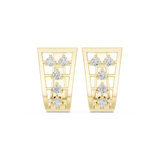 14K Solid Gold Lab Diamond Cluster Earrings, Yellow Gold