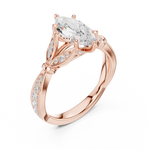 Gold Ring DDLR-257, Marquise center stone, Rose Gold, view 2