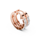 14K Solid Gold Lab Diamond Huggie Earrings, Rose Gold, view 1