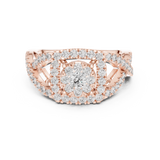 14K Solid Gold Lab Diamond Halo Ring, Rose Gold