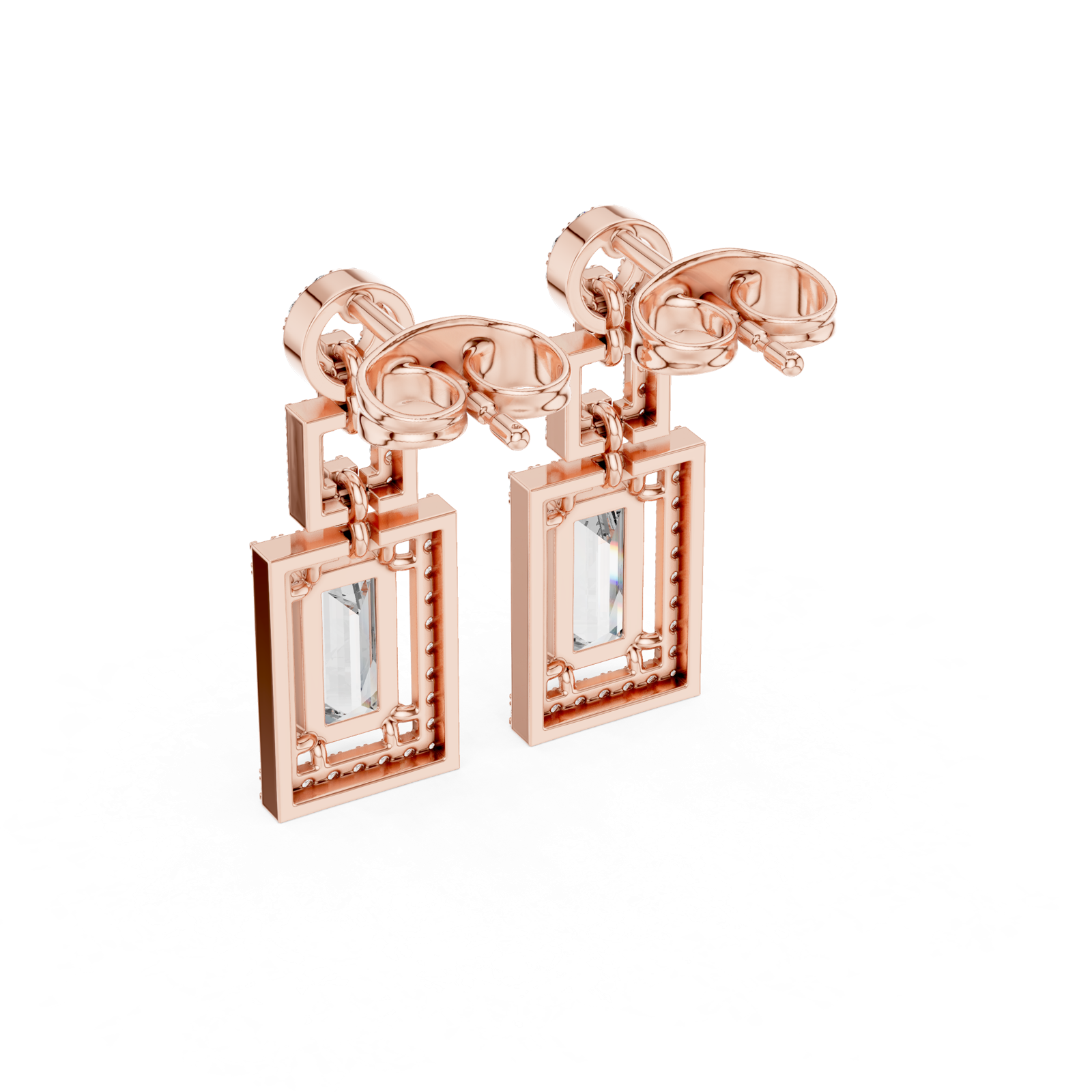 Gold Earrings 3-10005E_187_M, Rose Gold, view 3