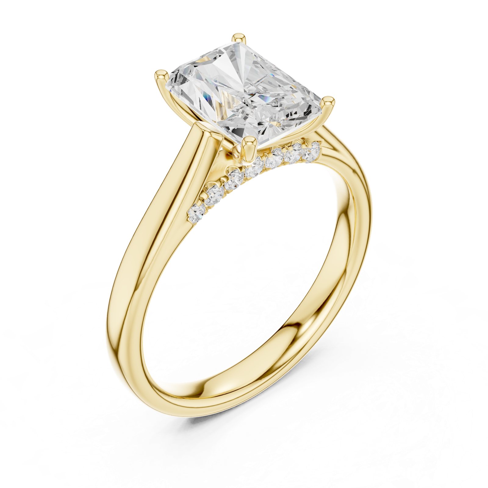Gold Jewelry L36-18, Radiant center stone, Yellow Gold, view 2