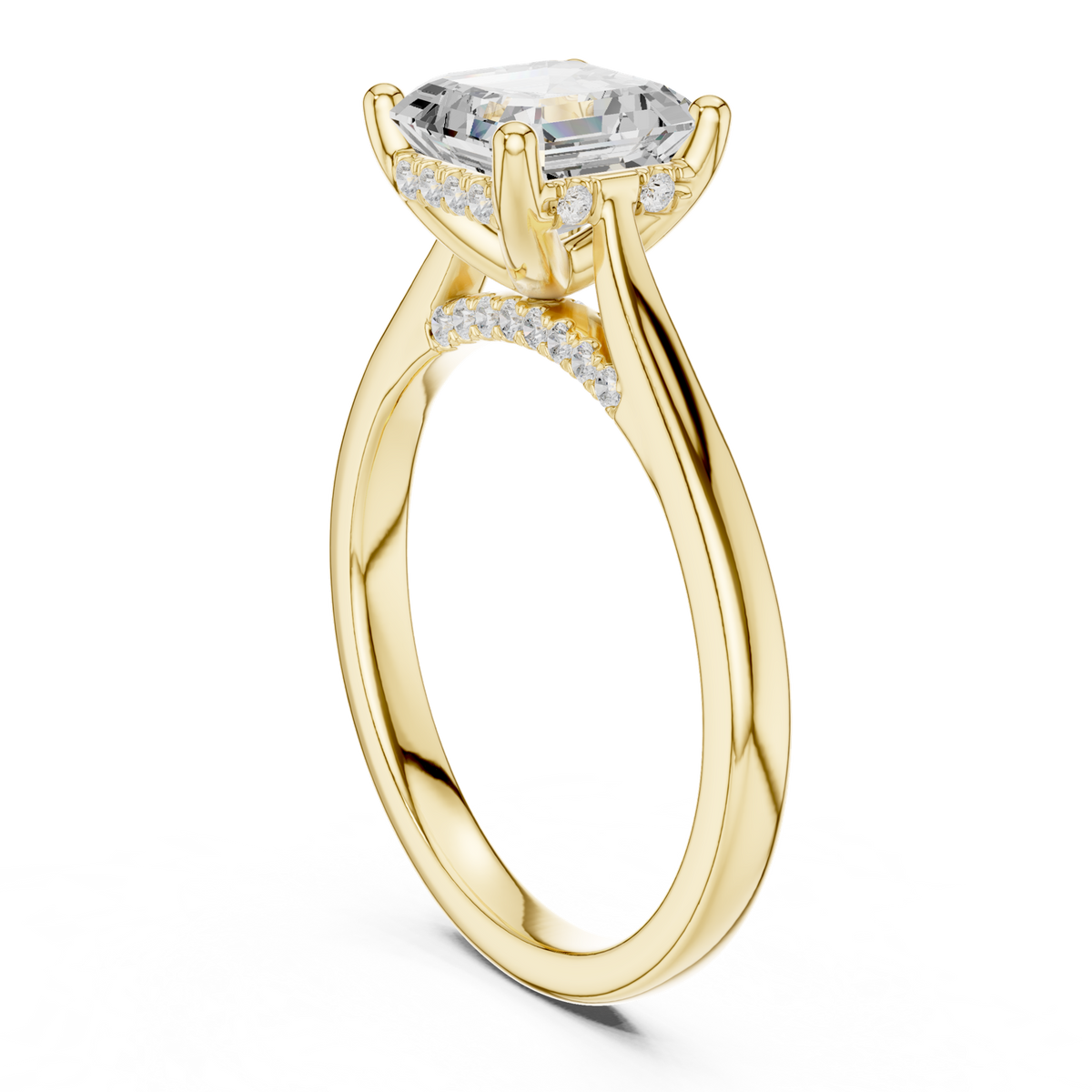 14K Solid Gold Lab Diamond Solitaire Ring, Yellow Gold, view 1
