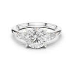 Gold Ring DDLR-035, Round center stone, White Gold