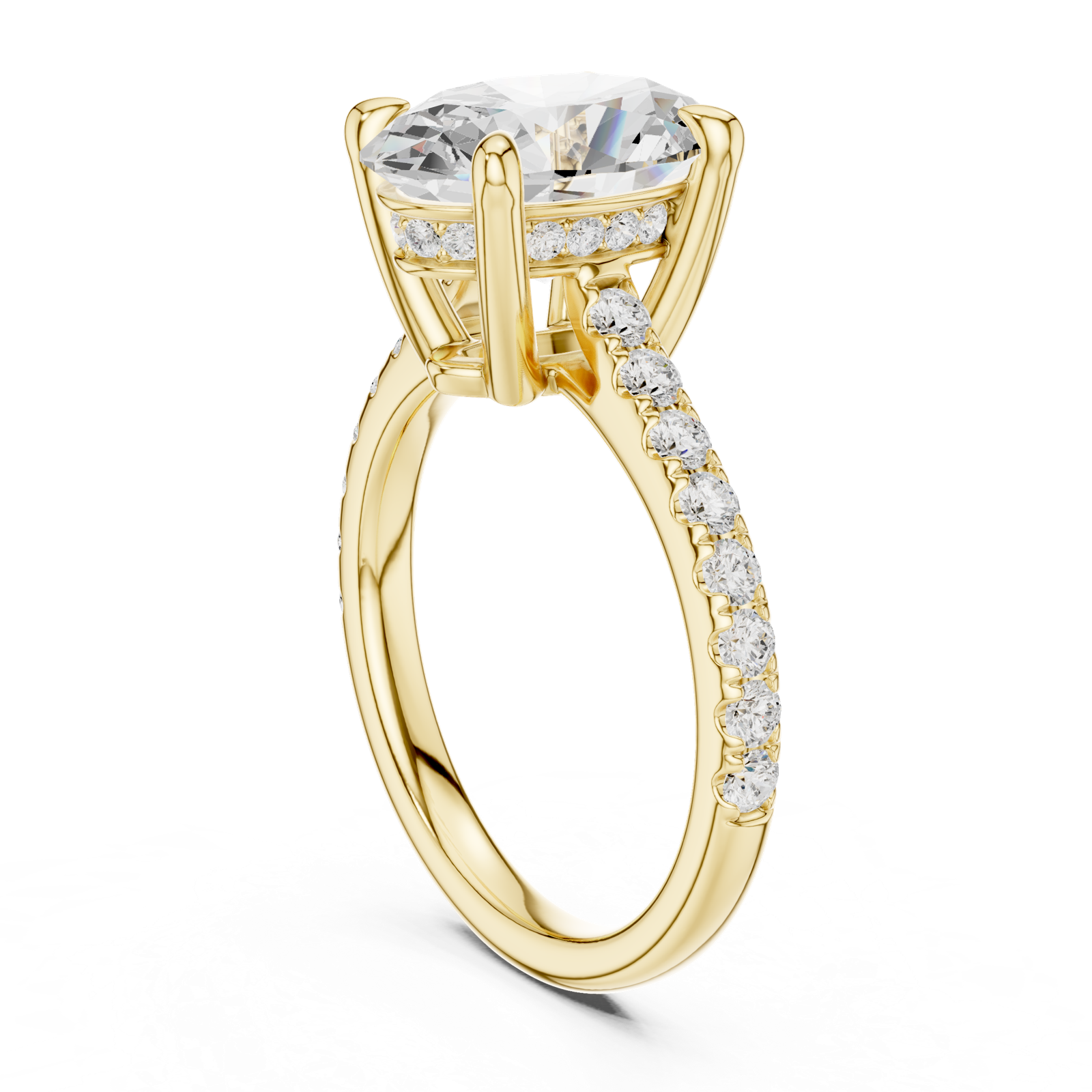 Gold Ring DDLR-250, Oval center stone, Yellow Gold, view 1
