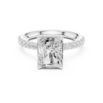 Gold Ring DDLR-161, Radiant center stone, White Gold, view 4