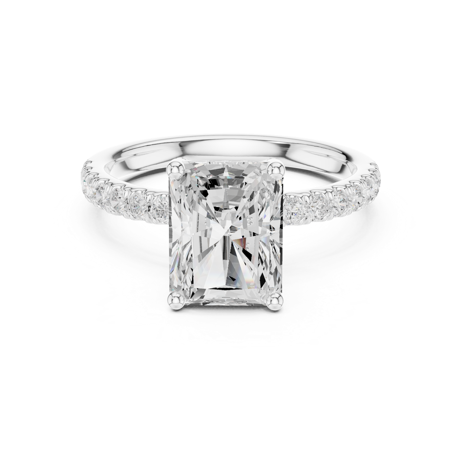 Gold Ring DDLR-161, Radiant center stone, White Gold, view 4