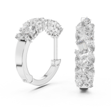 14K Solid Gold Lab Diamond Huggie Earrings, White Gold, view 1