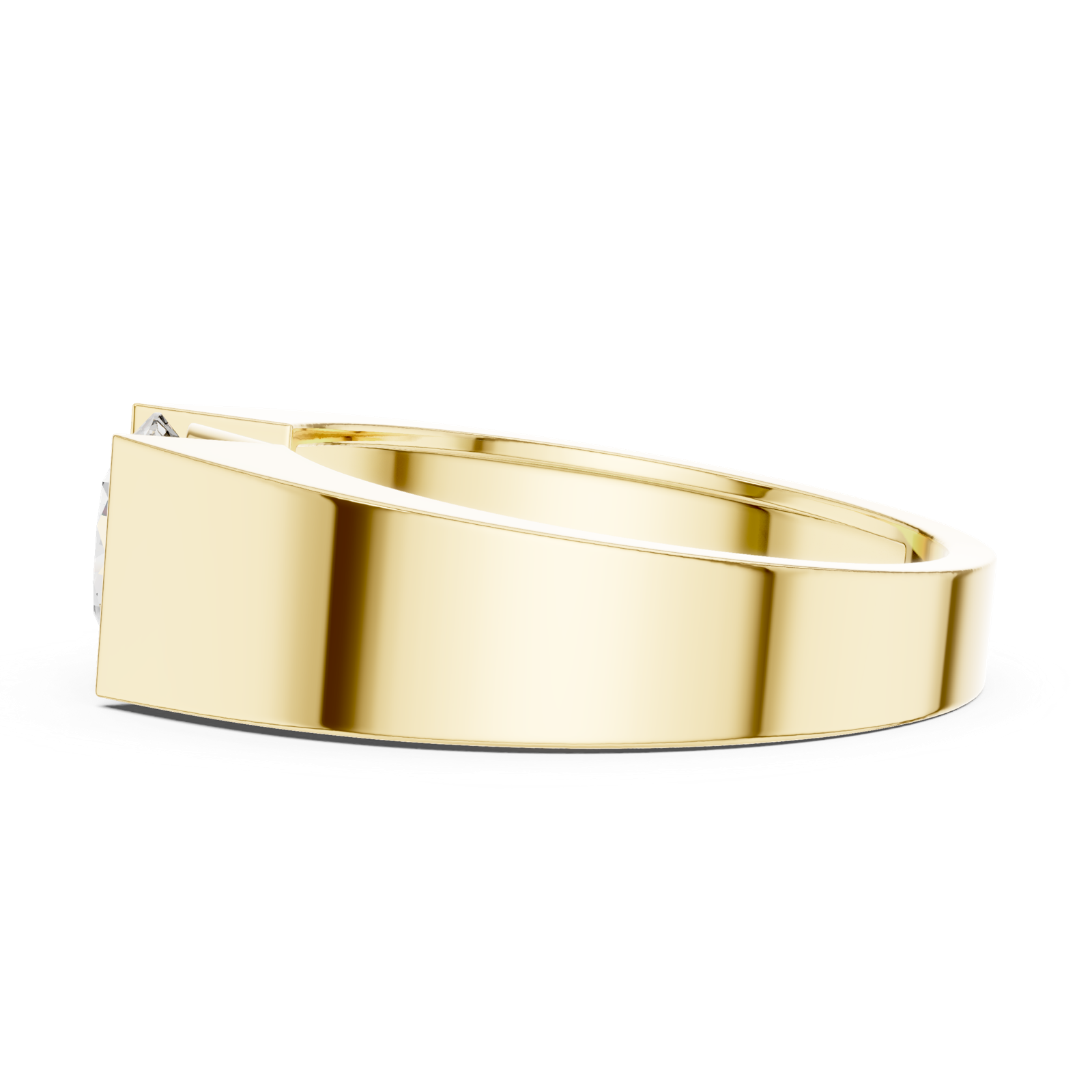 14K Solid Gold Lab Diamond Signet Ring, Yellow Gold, view 3