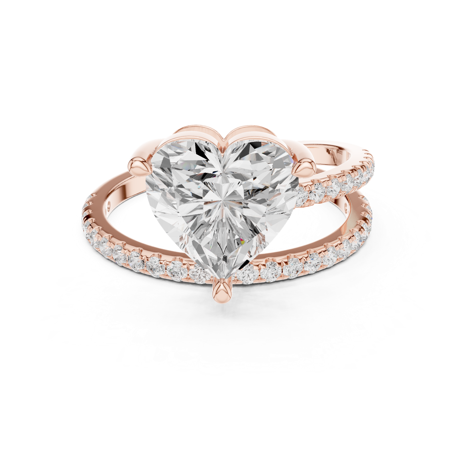 Gold Jewelry L35-39, Heart center stone, Rose Gold, view 4