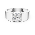 14K Solid Gold Lab Diamond Signet Ring, White Gold