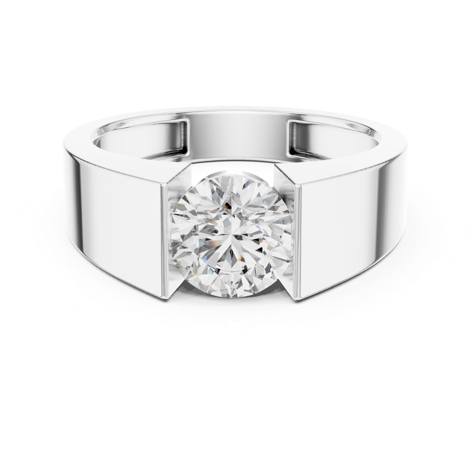14K Solid Gold Lab Diamond Signet Ring, White Gold