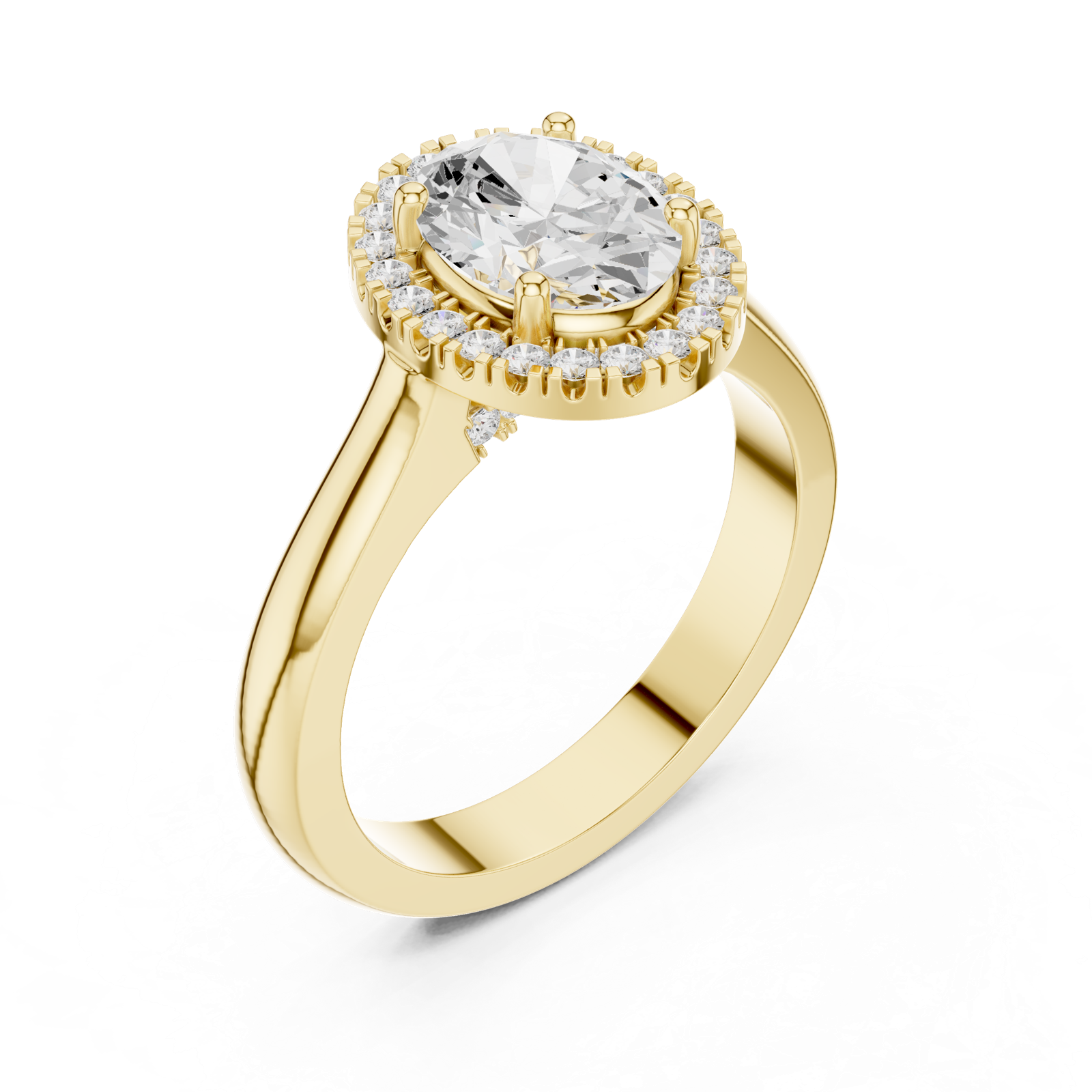 Gold Ring DDLR-338, Oval center stone, Yellow Gold, view 2