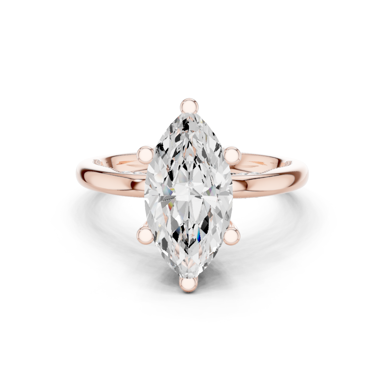 Gold Ring DDLR-175, Marquise center stone, Rose Gold