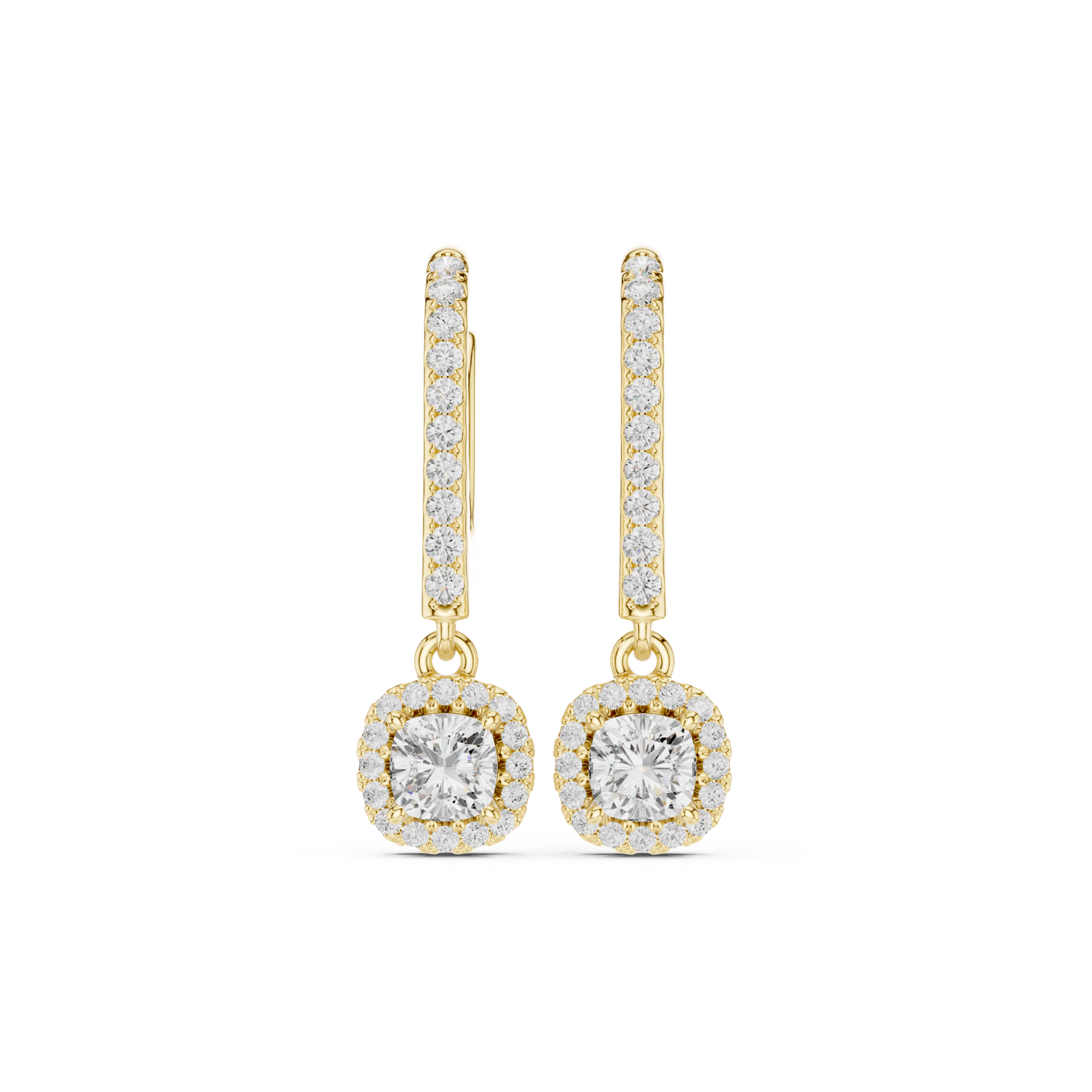 Gold Jewelry DDER-034, Cushion center stone, Yellow Gold, view 4