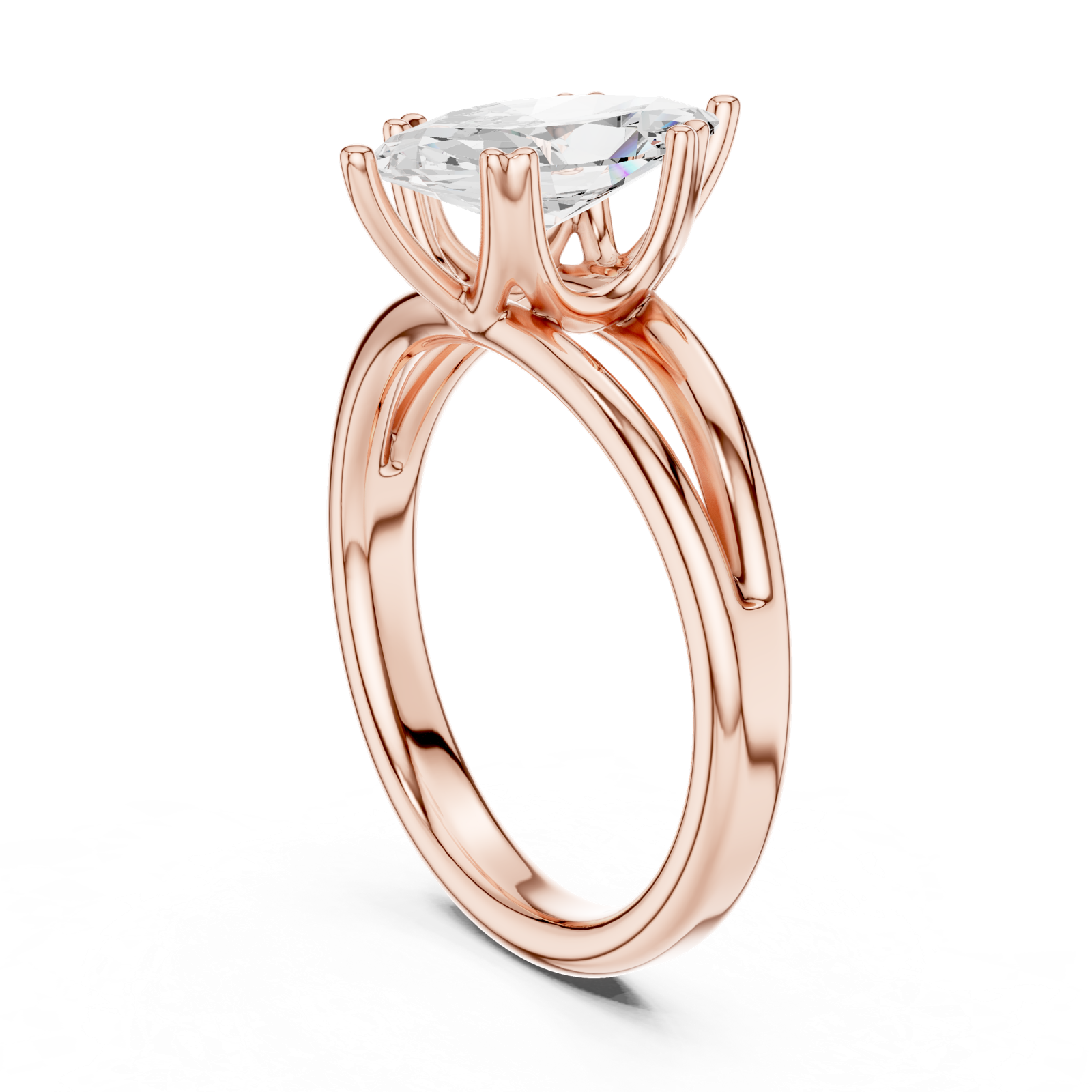 Gold Jewelry L36-7, Marquise center stone, Rose Gold, view 1