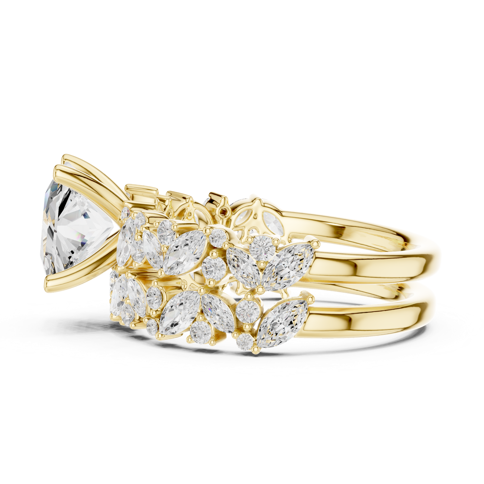 Gold Ring DDLR-443, Princess center stone, Yellow Gold, view 3