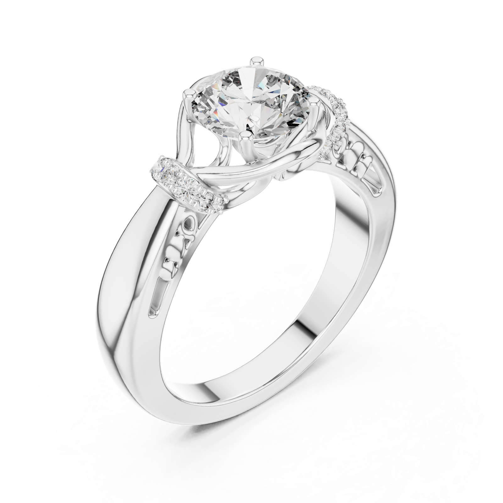 Gold Ring LR-0112, White Gold, view 2