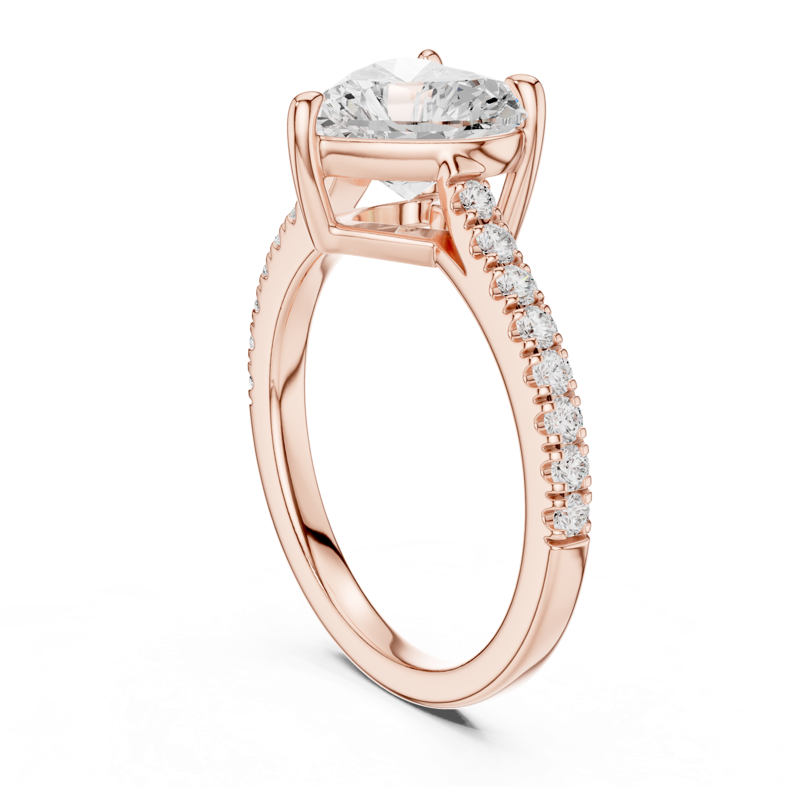 Gold Ring DDLR-039, Heart center stone, Rose Gold, view 1