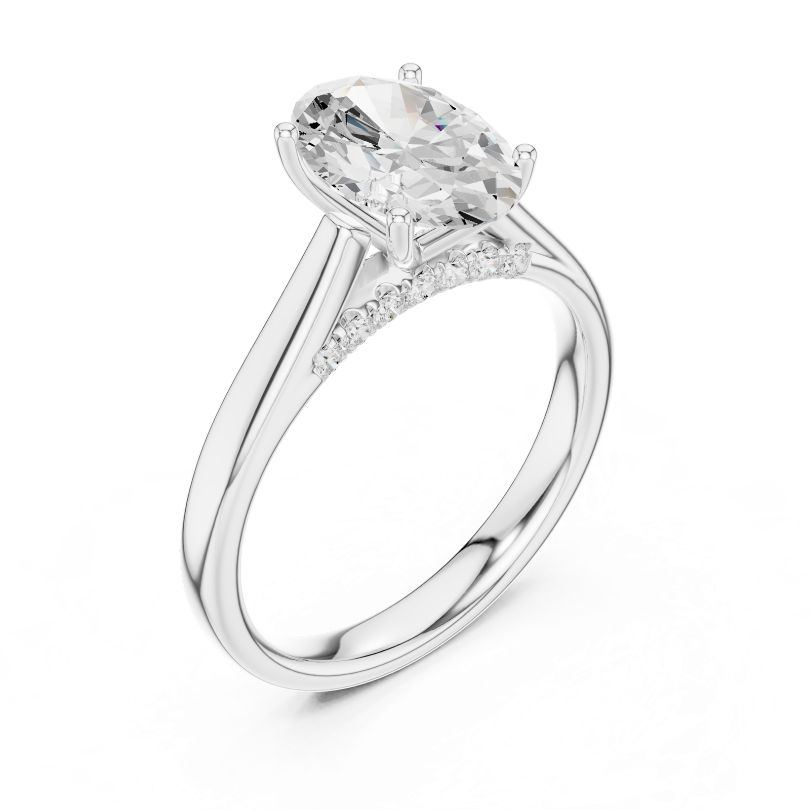 Gold Jewelry L36-18, Oval center stone, White Gold, view 2