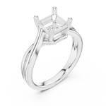 Gold Twisted Band Solitaire Engagement Ring, Asscher center stone, White Gold, view 2