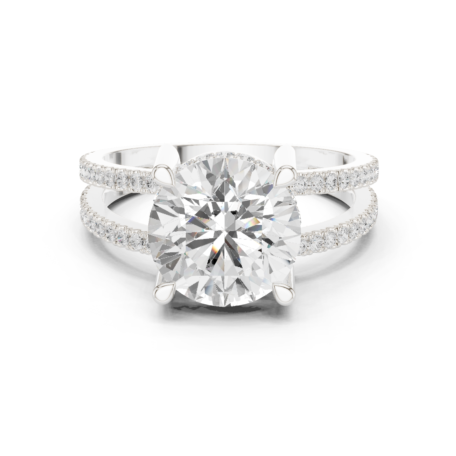 Gold Jewelry L36-13, Round center stone, White Gold