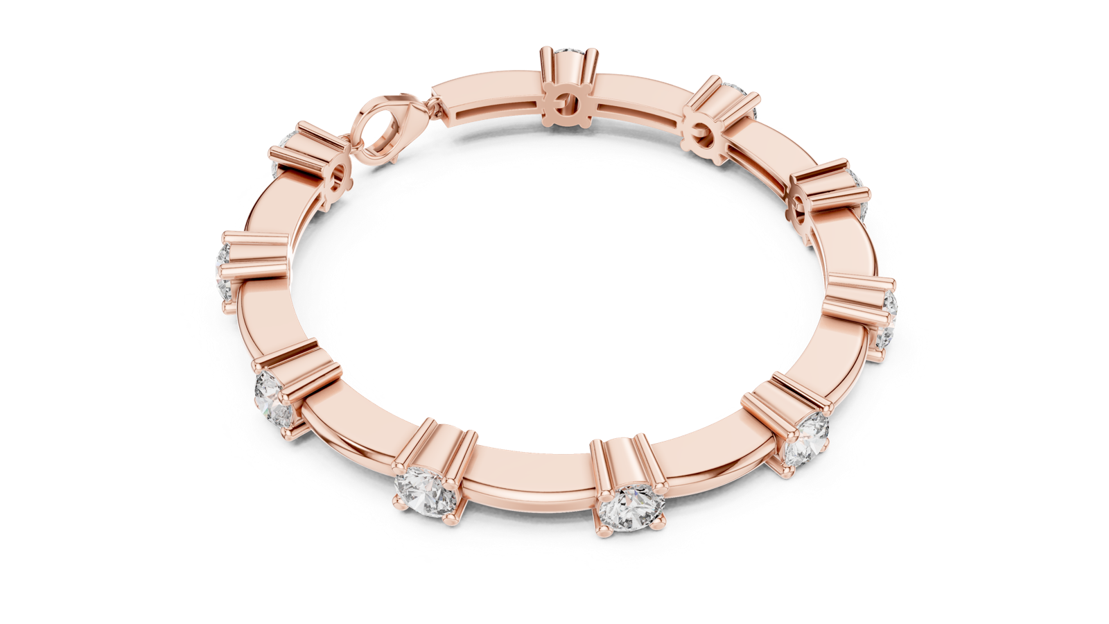 14K Solid Gold Lab Diamond Bracelet, Rose Gold, view 2