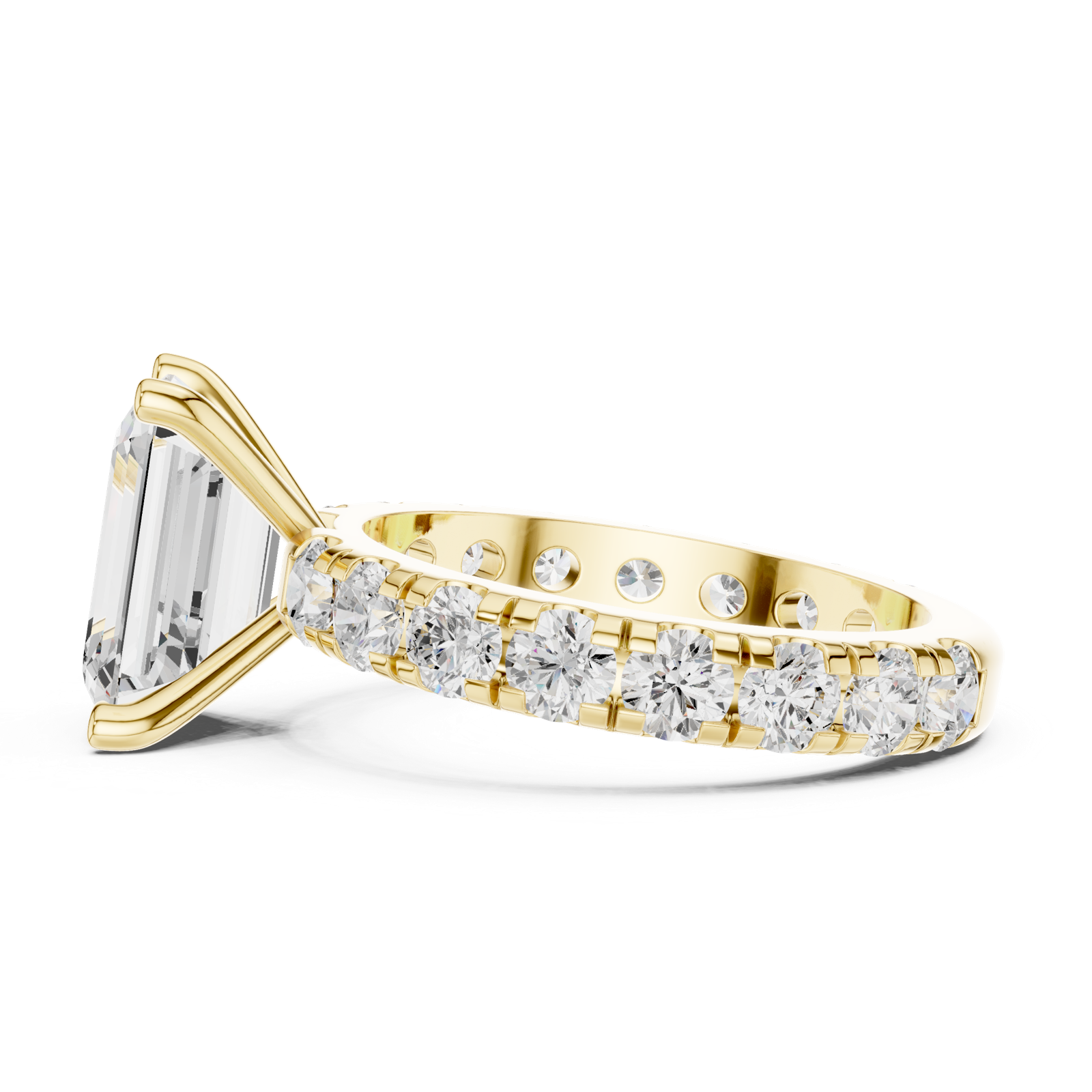 Gold Jewelry, Emerald center stone, Yellow Gold, view 3