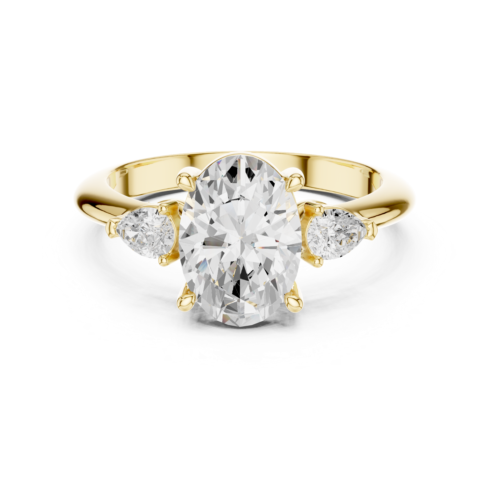 Gold Jewelry L35-66, Oval center stone, Yellow Gold, view 4