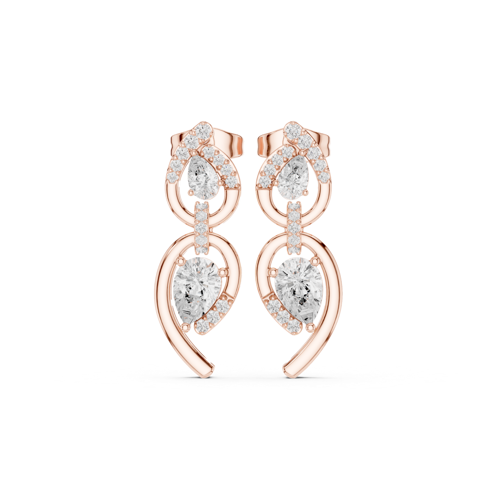 Gold Earrings Earring, Rose Gold, view 4