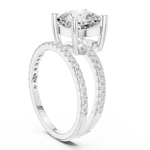 Gold Jewelry, Cushion center stone, White Gold, view 1