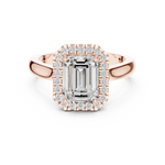 Gold Ring, Emerald center stone, Rose Gold, view 4