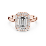 Gold Ring, Emerald center stone, Rose Gold, view 4