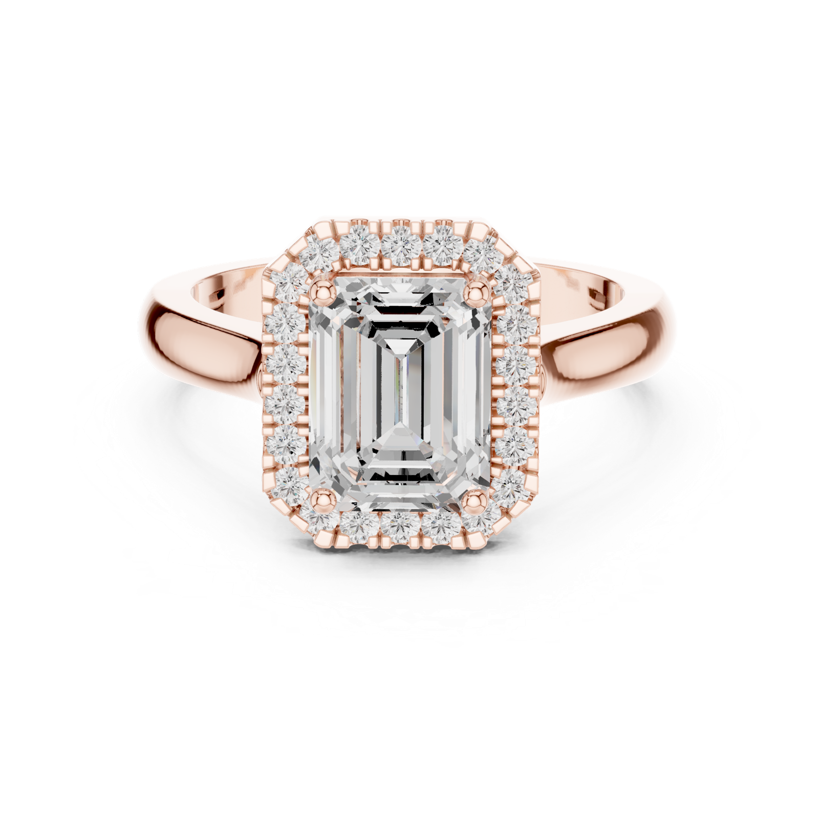 Gold Ring, Emerald center stone, Rose Gold, view 4
