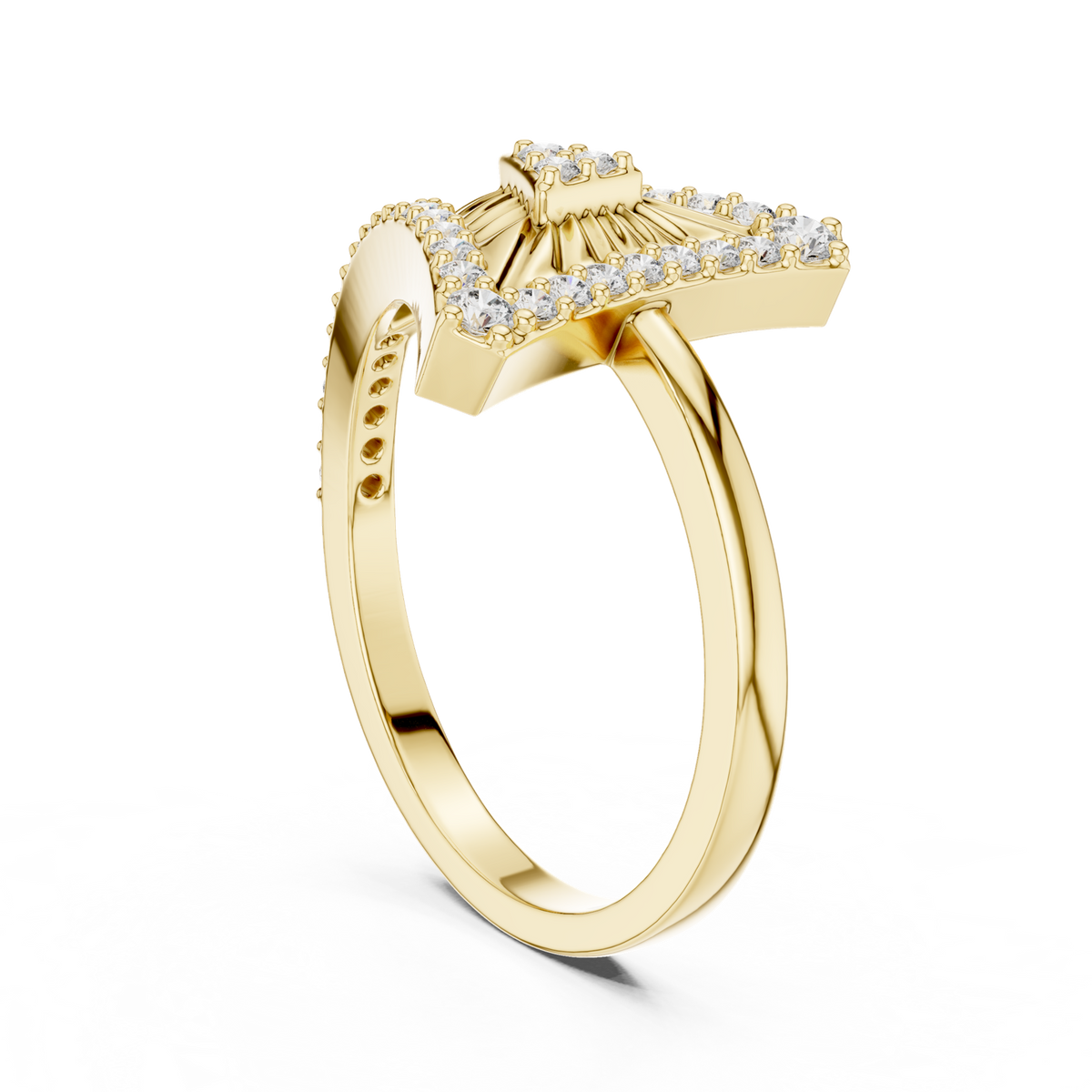14K Solid Gold Lab Diamond Cluster Ring, Yellow Gold, view 1
