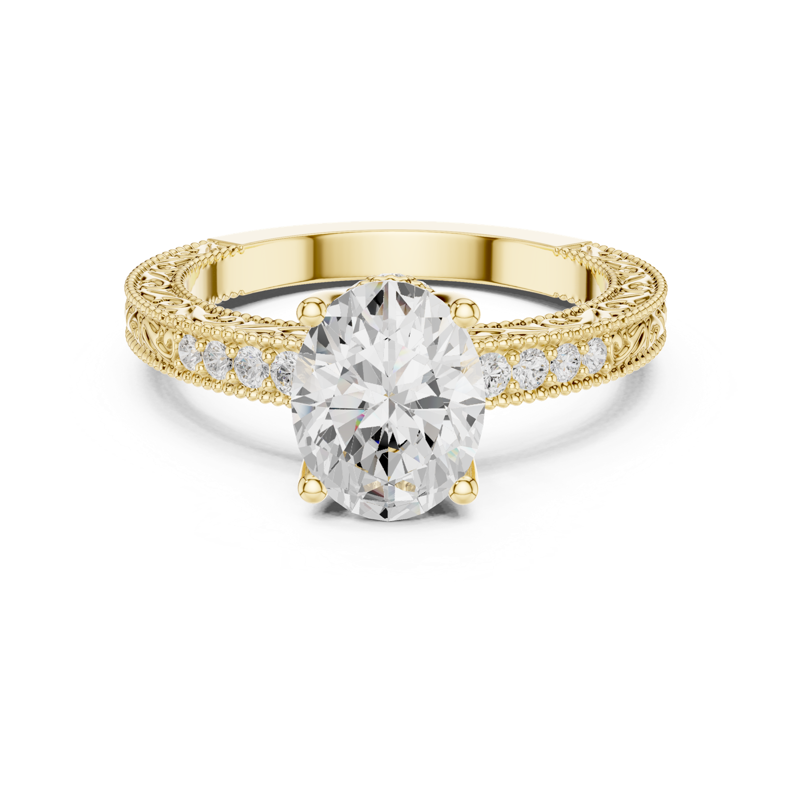 Gold Ring DDLR-893, Yellow Gold, view 4