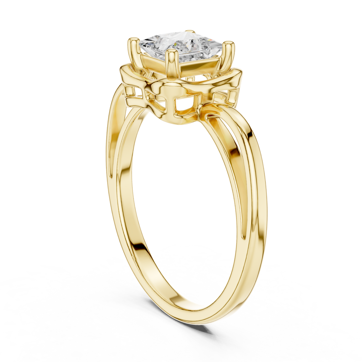 14K Solid Gold Lab Diamond Solitaire Ring, Yellow Gold, view 1