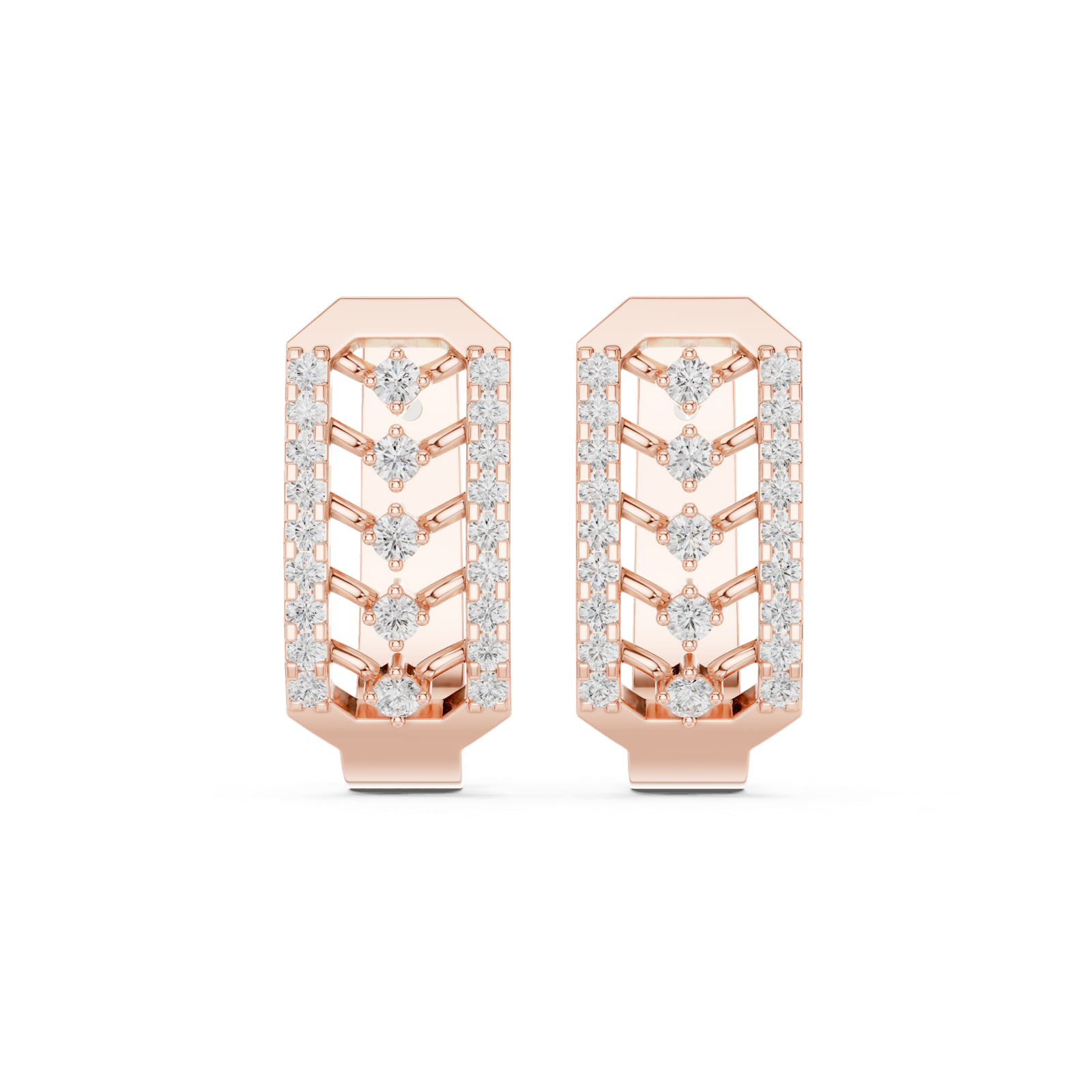 14K Solid Gold Lab Diamond Cluster Earrings, Rose Gold